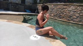 smoking by the pool