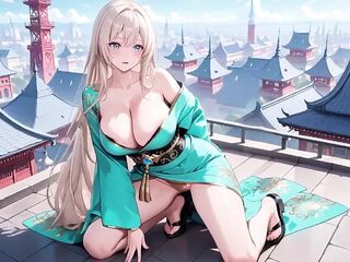 Emerald Kimono Queen! Languidly Sprawled on the Sun-drenched Bedroom Daybed, That babe Gazes Back with a Sleepy Allure