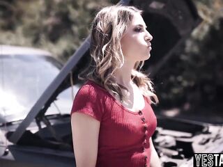 Stranded blond mother I'd like to fuck hitchhikes and bangs large rod man outdoors