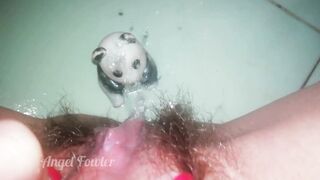 Lucky Panda gets big Golden shower from my unshaved chinese Snatch