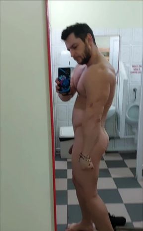 Naked N Gym Flexing N Mirror and Naked Photos After Training