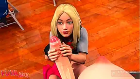 Busty Blonde Student Seduced by Futanari Teachers Massive Throbbing Dick