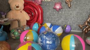 girl b2p balloons in beachballs room