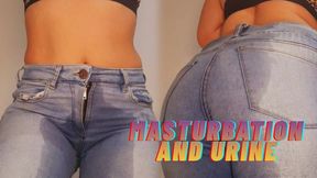 Jeans wet with urine and masturbation