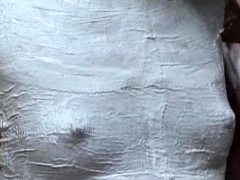 Small tit brunette amateur tugs on a big willie