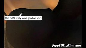 Sexy 3D Babe Teases Stud's Cock in Steamy Anime Outfit