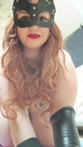 BDSM costume, lie my feet