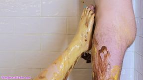 MessyTemptress Gives a Gooey Footjob! - Enjoy My Sticky Soles and Toes around Your Cock!