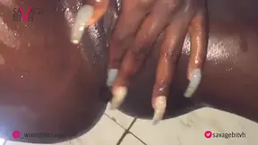 Nigerian girl in VR video enjoys a sensual solo session with shower and