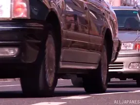 Sultry Asian Beauty Enjoys Threesome Action in a Car's Backseat