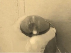 homemade gloryhole handjob with big cumshot