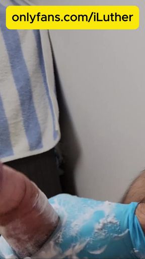 Mushroom head cock hard masturbating nude male moaning when huge uncut cock on home made amateur video.