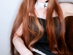 Solo shemale amateur uses toy in ass while masturbating