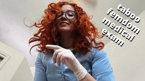CFNM femdom step-sister gives medical exam & gloved handjob - SD