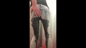 sucks and licking my gold highheels and next wetting my jeans