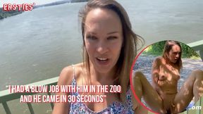 Shaved girl rubs clit in public, outdoor solo masturbation