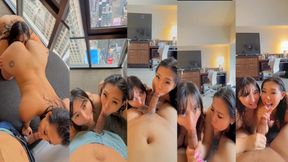 we absolutely love cock worshipping AMATEUR THREESOME DOUBLE BLOWJOB