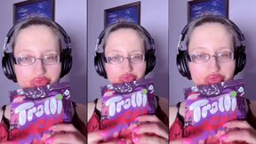 Asmr Teeth Candy Eating - Asmr, Eye Glasses, Gianess, Lipstick, Big Lips, Mough, Food, Face Fetish, Long Nails