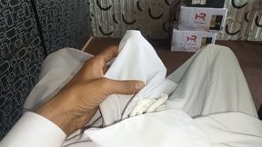 Boy play with horny dick in office