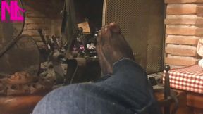 Warming up My Hosed Feet at the Fireplace