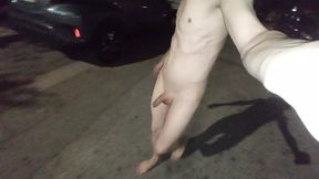 Walking nude in public and cum