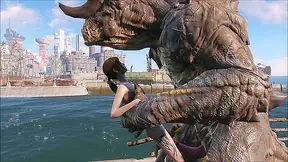 The Deathclaw impales Ellie on his huge monster cock