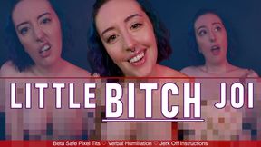 LITTLE BITCH JOI - Beta Safe Verbal Humiliation and Jerk Off Instructions by Miss Faith Rae with Pixel Censored Topless Tits and Laughing At You - MKV