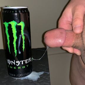 Small Penis Shooting a Load And Pissing On An Empty Monster s Drink Can