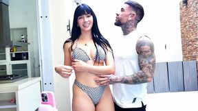 CAUGHT HIM FUCKING MY BRUNETTE BESTIE - Crazy Threesome with Petite Latina Blonde & Busty Gostosa &mdash;  Big Tits Double Blowjob Rough Sex