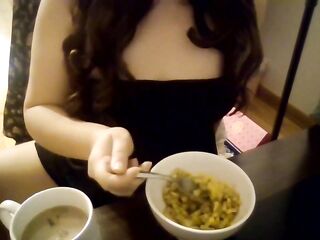 Fetish Sexy Asian Student Ignores YOU As YOU Jerk Off Your Knob To Me Eating Food