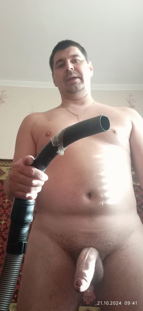 Masturbation. Vacuum cleaner masturbation. Huge cum.