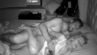 Night vision camera films this blonde taking a hard cock