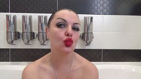 Lip smelling, kissing, duck face with huge red lips. tongue fetish and joi! Cum on my huge red lips!