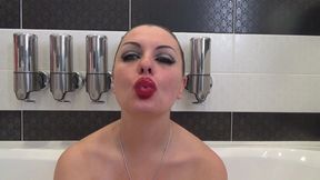 Lip smelling, kissing, duck face with huge red lips. tongue fetish and joi! Cum on my huge red lips!