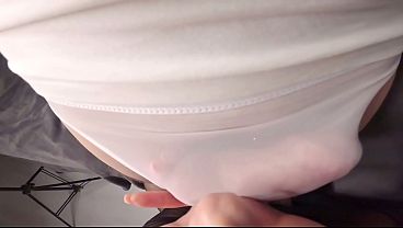 This dick grows when I lick it through transparent panties