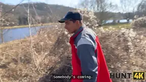 HUNT4K  We were caught by strangers during blowjob in public