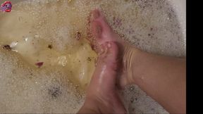 Washing My Feet with Rose Petals and Herbs After a Hard Day of Work