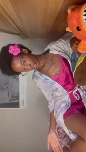 Slim influencer sits alone, showing off her perfect body as she plays