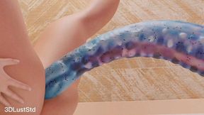 Long Alien Octopus Dildo Machine Inside Lesbian Anus