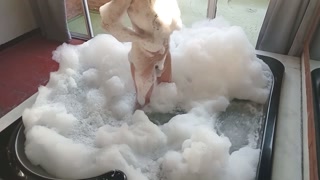 spying brunette bathing crossdresser sissy femboy walks in and fucks her pear ass buries his cock in