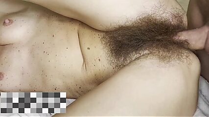 Hot hairy MILF stepmom with a bushy wet cunt gets raw fucked by her horny stepson till she screams