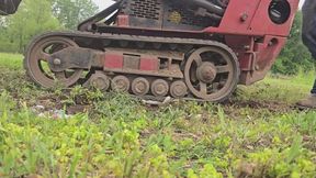 Machine running over squishy toy