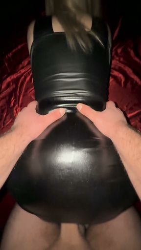 Black Leather Skirt Girl Shows How to Cum on the Skirted Ass