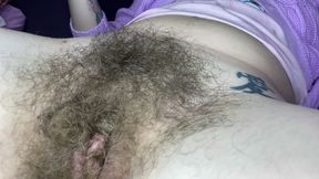 Super wet orgasm and grool play closeup hairy pussy big clit masturbation
