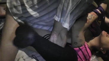 Sloppy Bareback fucking with total strangers