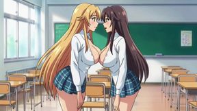 Two Girls in Uniforms. Hot Kiss