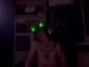Young catboy having some fun while playing videogames