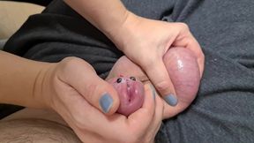 Horny Wife Jerks off Husbands Cock