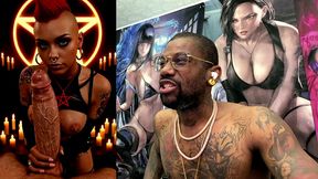 tight mohawk teen sucking off a big huge cock, ai generated