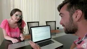 Desperate Nerd and Hot Black MILF Double Team His Rock-Hard White Cock